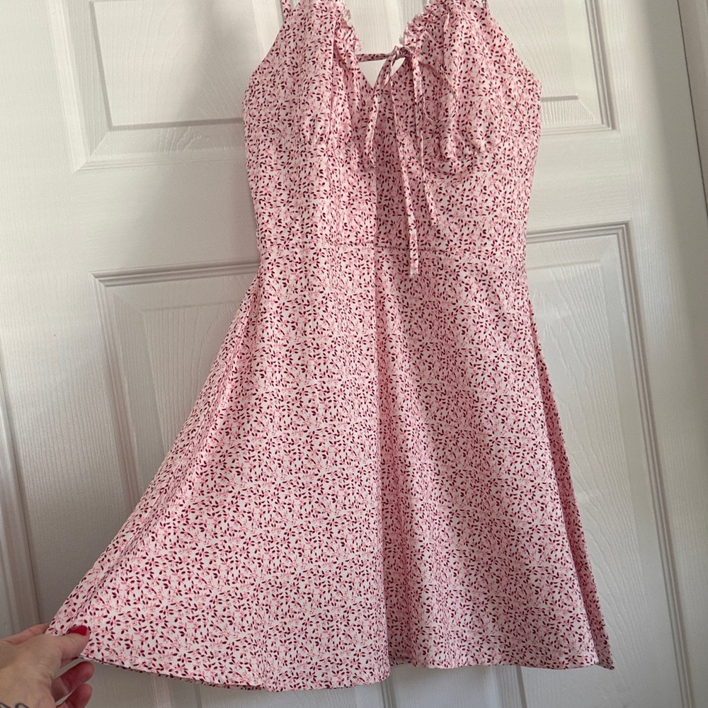 Pink and Red Floral Sleeveless Dress